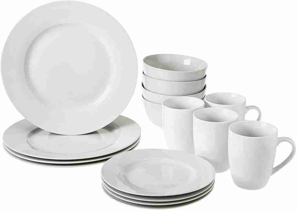 Amazon Basics 16-Piece Porcelain corelle vs porcelain
