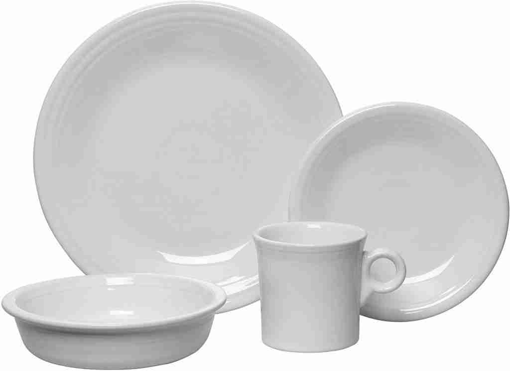 Fiesta 4-Piece Place Setting, White is corelle lead and cadmium free