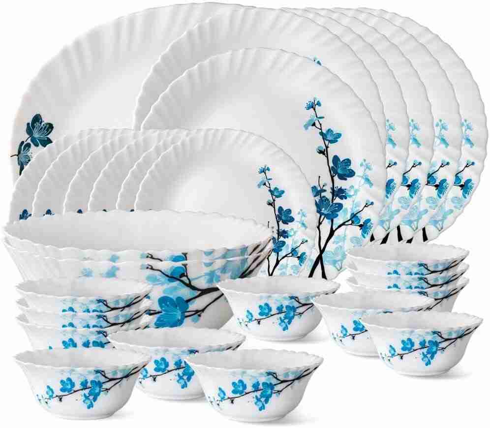 Larah by Borosil Mimosa Opalware Dinner Set is opalware microwave safe