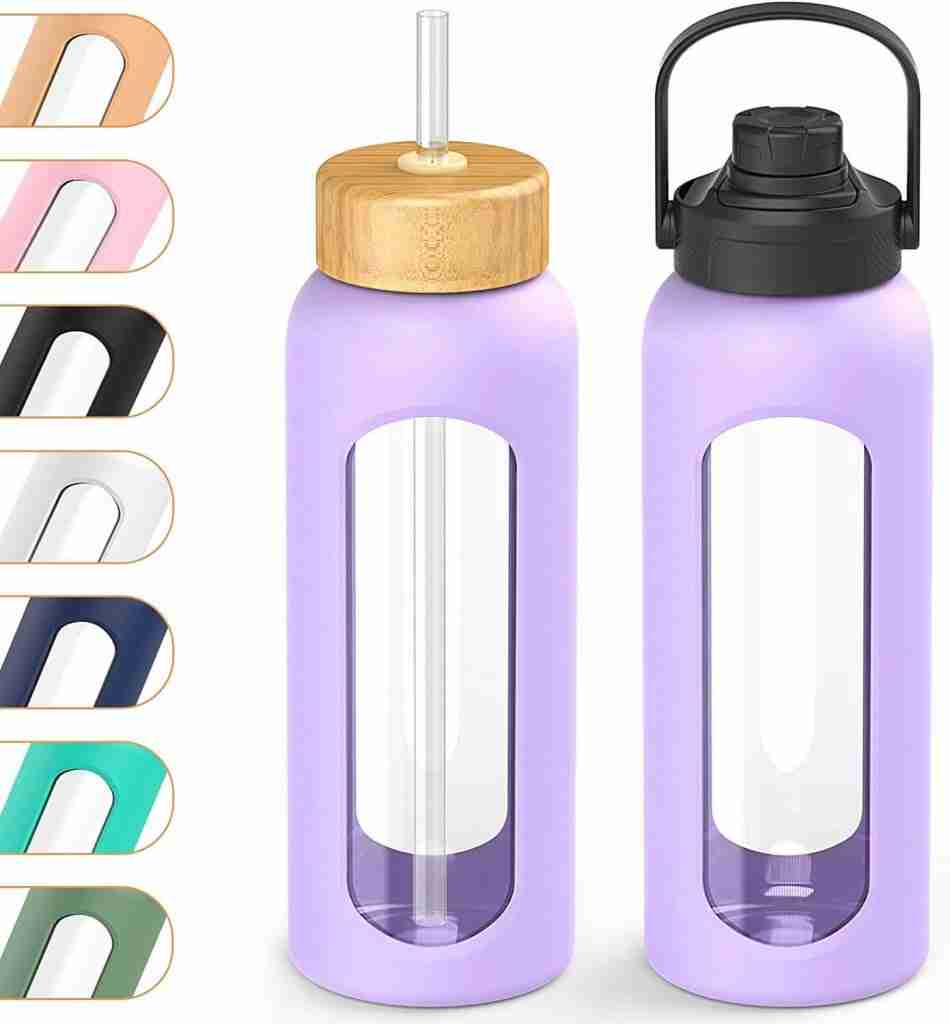 Borosilicate Glass Water Bottles with Spout Lid borosilicate glass water bottle made in usa